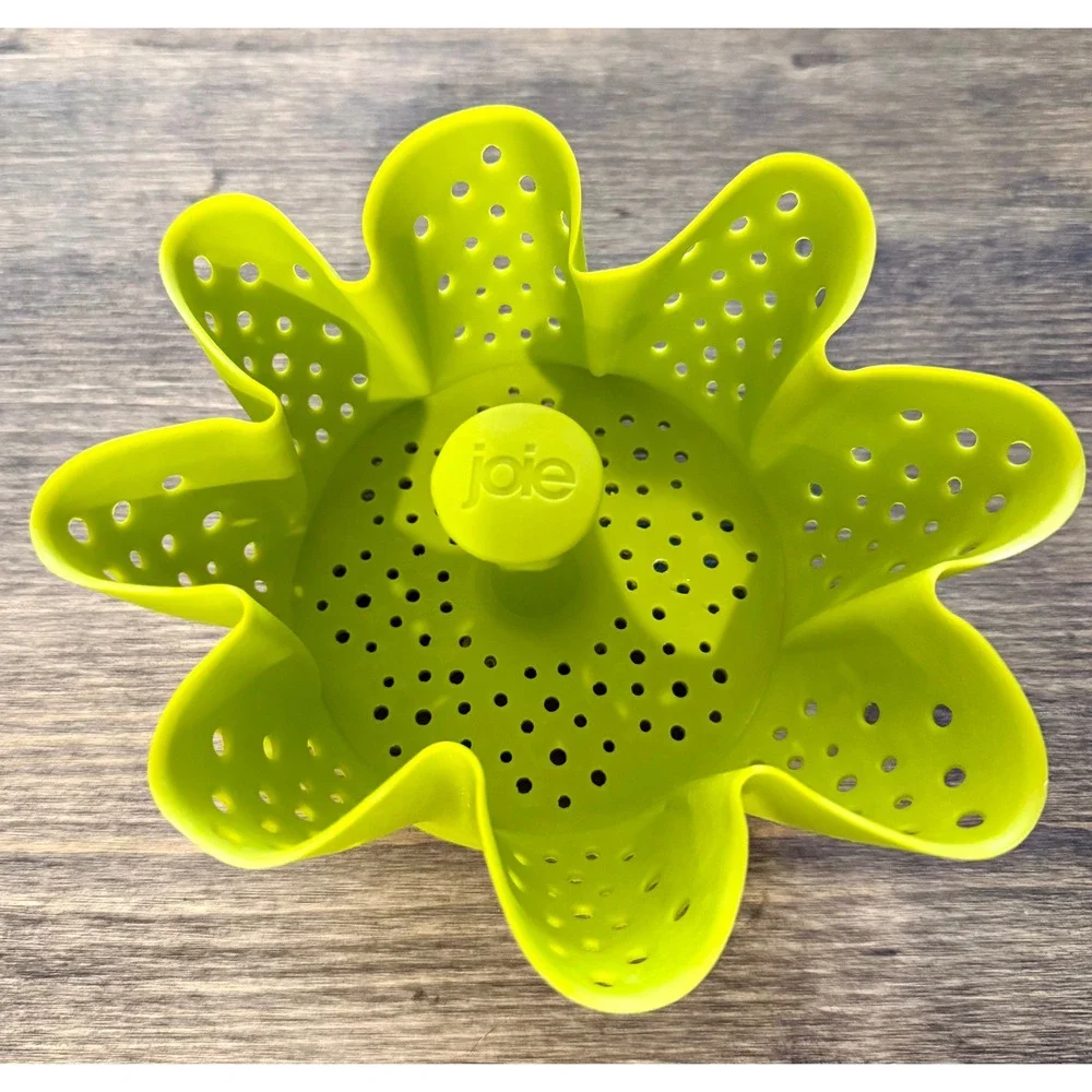 Joie Silicone Vegetable Steamer Basket Lime Green Flower Design Kitchen Tool